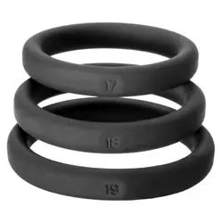 Perfect Fit XactFit Classic Cock Ring Sizes 17, 18, 19, Black Silicone And Rubber Classic Cock Rings